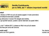 Emessa la terza rata della Tari 2017.La scadenza di pagamento il 2 gennaio 2018