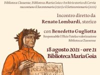 “Cervia Città Giardino”. “Dante tra Cervia e Ravenna. Dalla Biblioteca Classense, dalla Biblioteca di Cervia “Maria Goia” e dall’Archivio storico di Cervia.